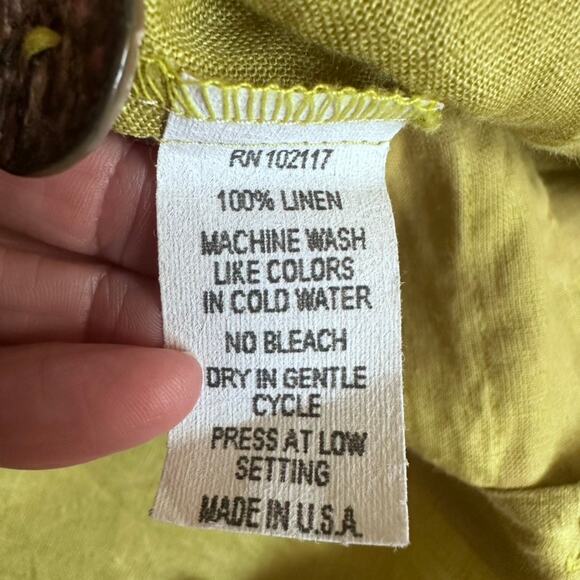 GERTIES 100% Linen Button Front Jacket Lime Green Long Sleeve Made in USA M - Picture 6 of 6